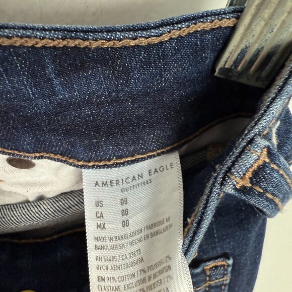 American Eagle Next Level Stretch Hi-Rise Shortie Denim Jean Shorts Size 00 EUC - Picture 10 of 10